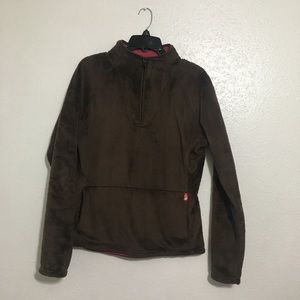 Brown North Face pullover jacket